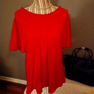 Ann Taylor bright RED 3/4 bell sleeves, off the shoulders or on, blouse NWT, med